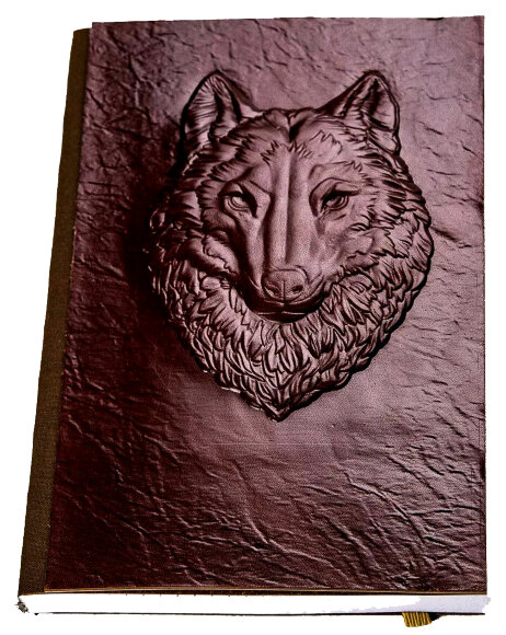 Купить оптом Блокнот для записей "Волк" кожа (3D)