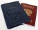 Купить оптом Обложка для паспорта "Хипстер Вест" кожа (3D) цвет синий