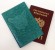 Купить оптом Обложка для паспорта "Хипстер Корги" кожа (3D) цвет бирюза