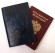 Купить оптом Обложка для паспорта "Хищник Тигр" кожа (3D) цвет синий