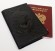 Купить оптом Обложка для паспорта "Хищник Волк" кожа (3D) цвет чёрный