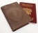 Купить оптом Обложка для паспорта "Хищник Волк" кожа (3D) цвет коричневый