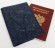 Купить оптом Обложка для паспорта "Хипстер Мастер Тигрица" кожа (3D) цвет синий