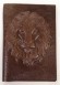 Купить оптом Обложка для паспорта "Хищник Лев" кожа (3D) цвет коричневый